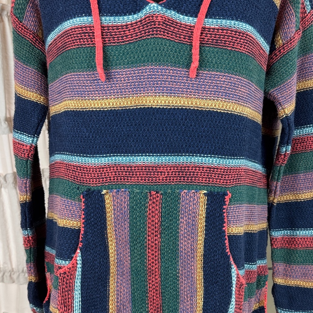 American Eagle Multicolor Baja Pullover Hooded Knit Sweater Women's M - Picture 2 of 10